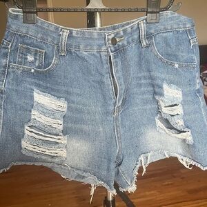 Ripped Denim Shorts